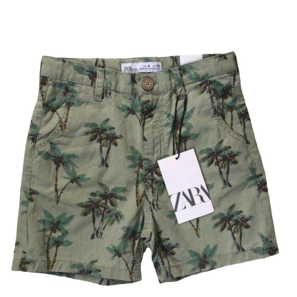 ZARA Tropical Palm  Print Shorts Sz 6 - Picture 1 of 8